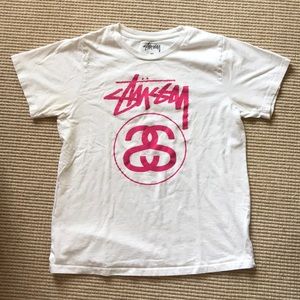 NWOT White and pink Stussy shirt